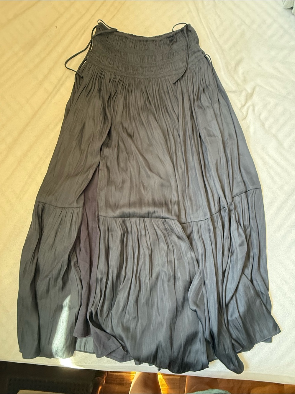 Reset tiered satin skirt